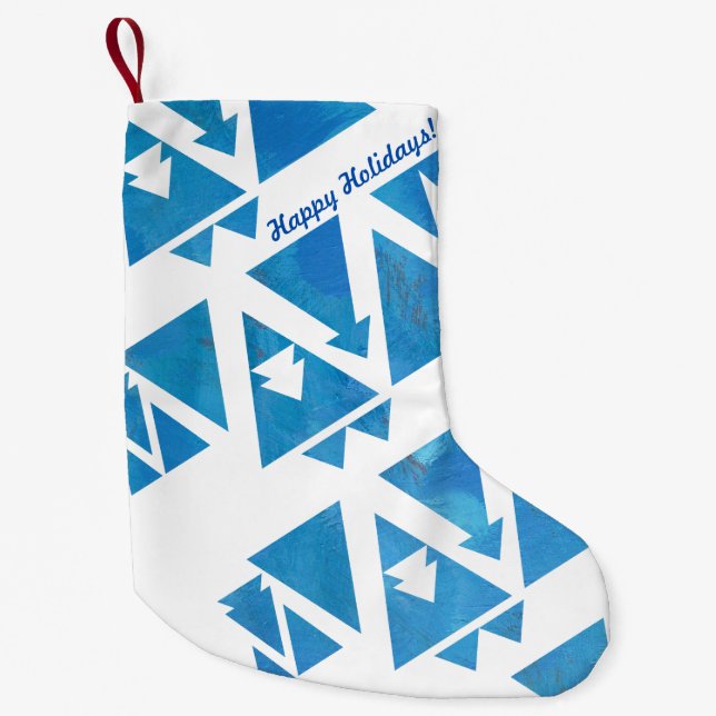 Happy Holidays Geometric Design Small Christmas Stocking (Front)