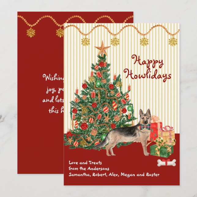 Happy Holidays German Shepherd Dog Tree Presents (Front/Back)