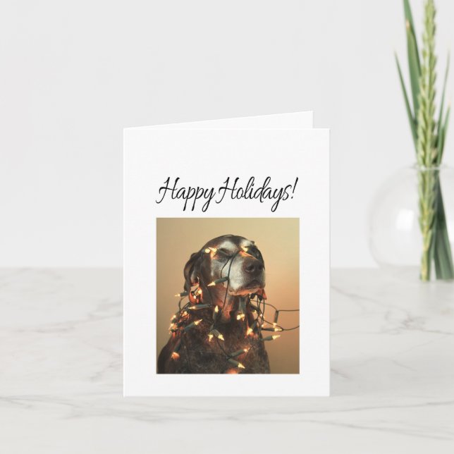 Happy Holidays german shorthaired pointer Holiday Card (Front)