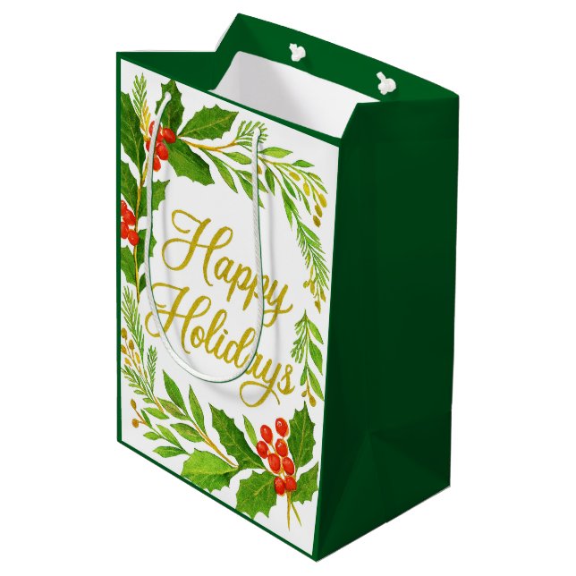 'Happy Holidays' Gift Bag (Back Angled)