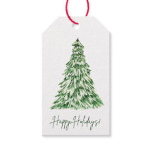 Happy Holidays Gift Tag | Watercolor Holiday Tag