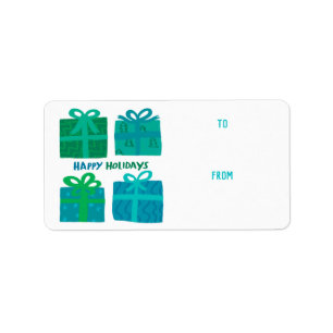 HAPPY HOLIDAYS Gifts Bows Christmas CUSTOM TO FROM Label