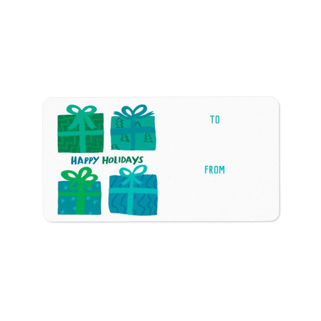 HAPPY HOLIDAYS Gifts Bows Christmas CUSTOM TO FROM Label (Front)