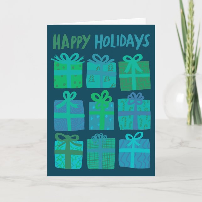 HAPPY HOLIDAYS Gifts Christmas CUSTOM Hand-drawn Holiday Card (Front)