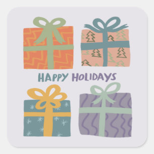 HAPPY HOLIDAYS Gifts Presents Christmas CUSTOM Square Sticker