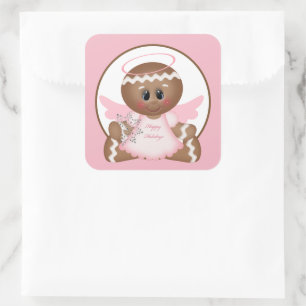 Happy Holidays gingerbread Angel sticker