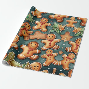 Happy Holidays Gingerbread cookies Wrapping Paper