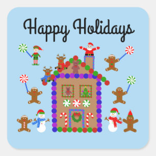 Happy Holidays Gingerbread House #2-2 Stickers