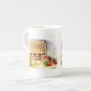 Happy Holidays Gingerbread House China Mug