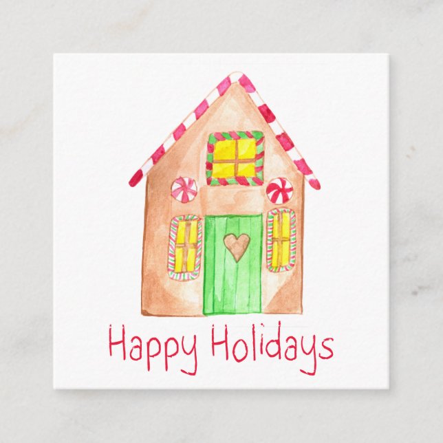 Happy Holidays Gingerbread house Enclosure Card (Front)