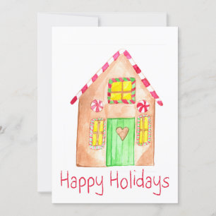Happy Holidays Gingerbread house Invitation