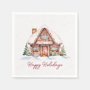 Happy Holidays Gingerbread House Napkin
