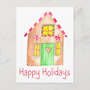 Happy Holidays Gingerbread house Postcard