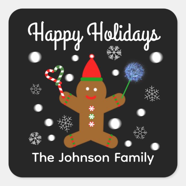 Happy Holidays Gingerbread Man #2 Stickers (Front)