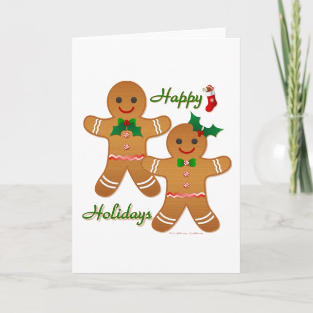 Happy Holidays Gingerbread Man Boy Girl Holiday Card (Front)