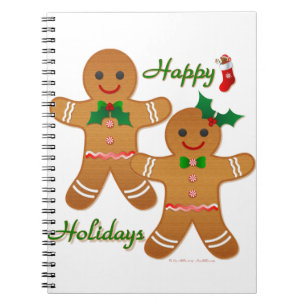 Happy Holidays Gingerbread Man Boy Girl Notebook