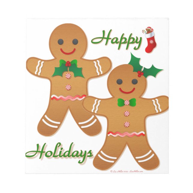 Happy Holidays Gingerbread Man Boy Girl Notepad (Front)