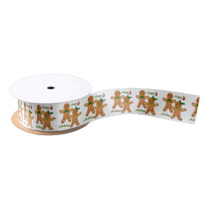 Happy Holidays Gingerbread Man Boy Girl Satin Ribbon