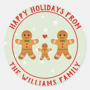 Happy Holidays! Gingerbread Man Christmas Classic Round Sticker