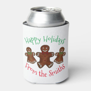 Happy Holidays Gingerbread Man Christmas Cookies Can Cooler