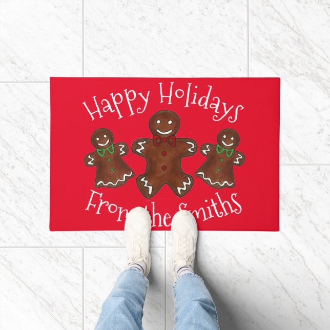 Happy Holidays Gingerbread Man Christmas Cookies Doormat (Indoor)