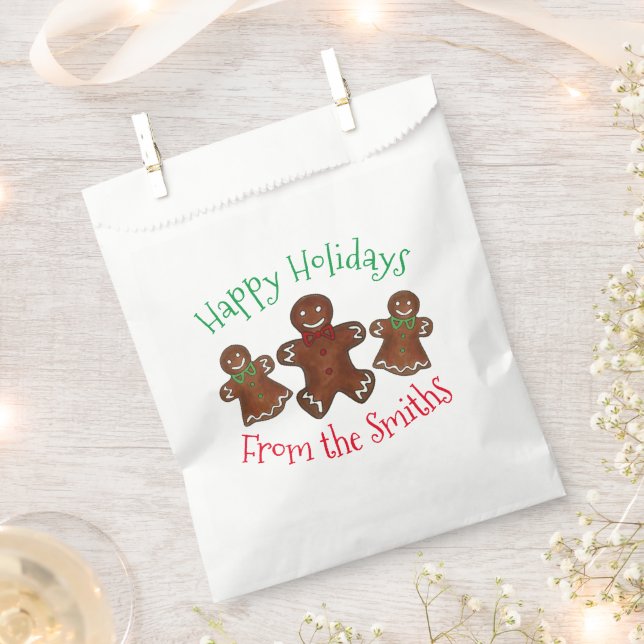 Happy Holidays Gingerbread Man Christmas Cookies Favour Bags (Clipped)