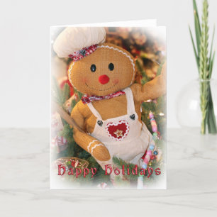 Happy Holidays Gingerbread Man Greeting Card