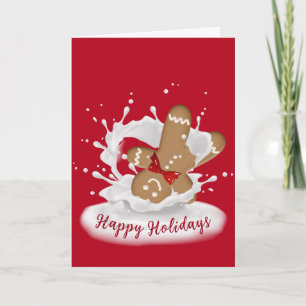 Happy Holidays Gingerbread Man in Milk Card