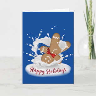 Happy Holidays Gingerbread Man in Milk  Card