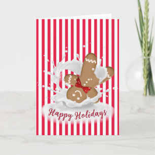 Happy Holidays Gingerbread Man in Milk Card