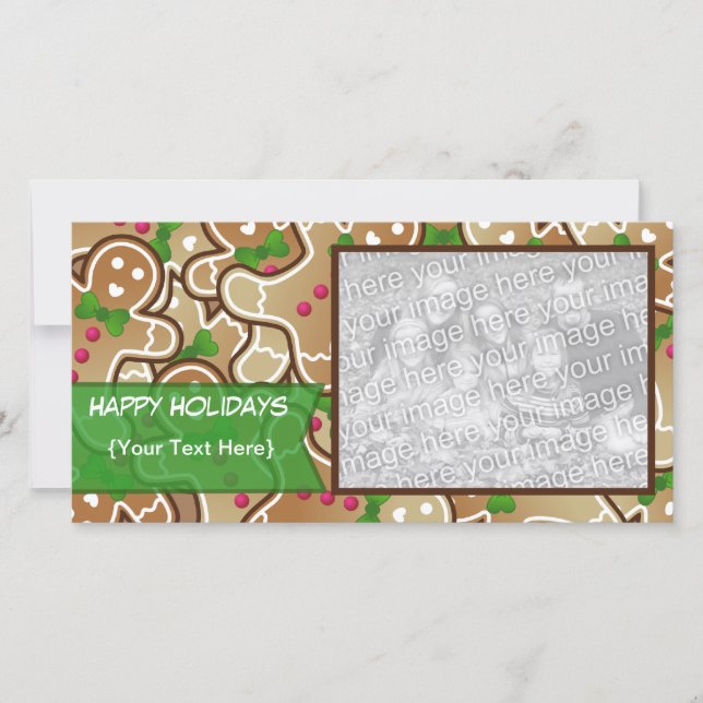 "Happy Holidays" Gingerbread PhotoCard Holiday Card (Front)