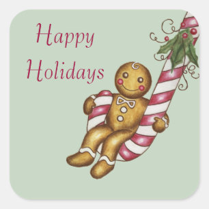 Happy Holidays Gingerbread Stickers