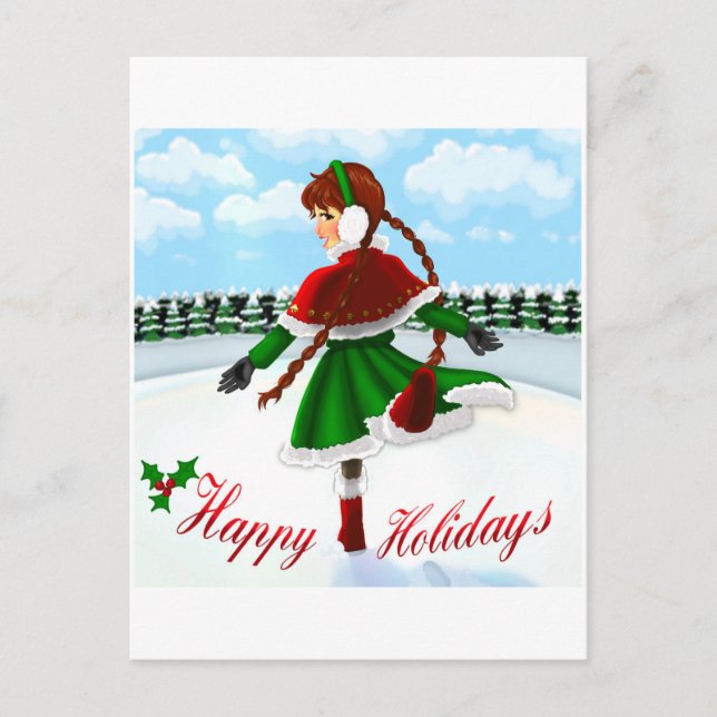 Happy Holidays Girl Postcard (Front)