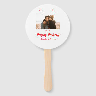 Happy holidays girls family photo gifts Christmas Hand Fan