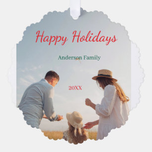 Happy holidays girls family photo gifts Christmas Tree Decoration Card