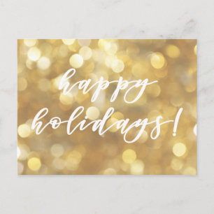 Happy Holidays ! Glamourous Gold Sparkles Christma Holiday Postcard