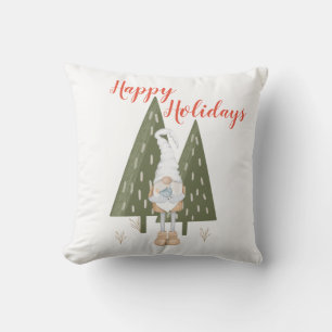 Happy Holidays Gnome Bluebird Cushion