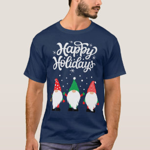 Happy Holidays Gnome Graphic Funny Santa Claus Cel T-Shirt