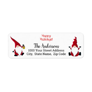 Happy Holidays Gnomes Return Address Label