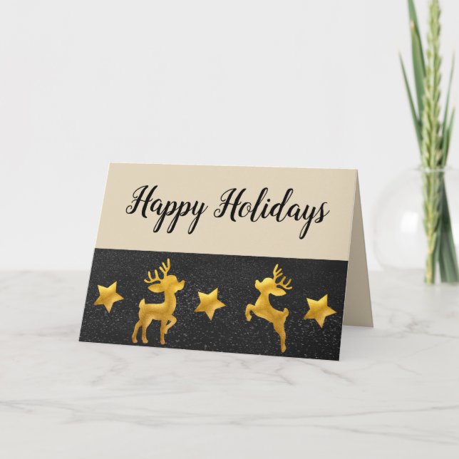Happy Holidays Gold Corporate Business Holiday Card (Front)