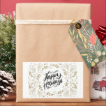 Happy Holidays Gold Floral with Branches & Blooms Rectangular Sticker<br><div class="desc">Send out this neutral Happy Holidays greeting to a teacher,  friend,  or co-worker.</div>