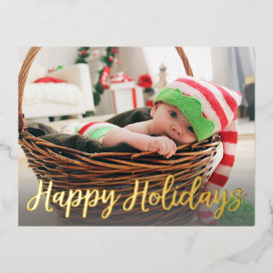 Happy Holidays Gold Foil Photo Foil Holiday Postca