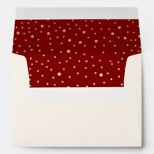 Happy Holidays. Gold Foil Polka Dots Envelopes (Back (Bottom))