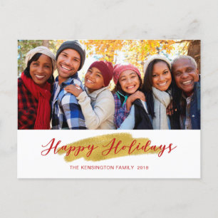 Happy Holidays Gold Foil Swash Holiday Photo