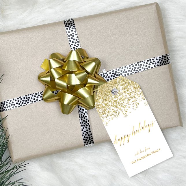 Happy Holidays gold glitter gift tags (Happy Holidays gold glitter gift tags)