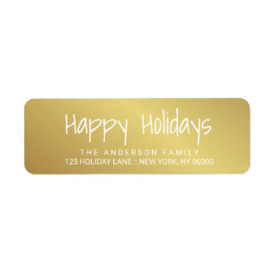 Happy Holidays Gold Hand-Printed Lettering Label