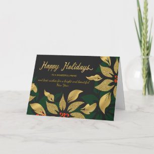 Happy Holidays Gold Poinsettia Special Friend Holiday Card