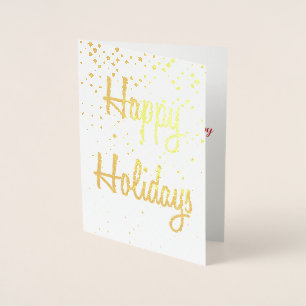 Happy Holidays Gold Polka Dots Christmas Card