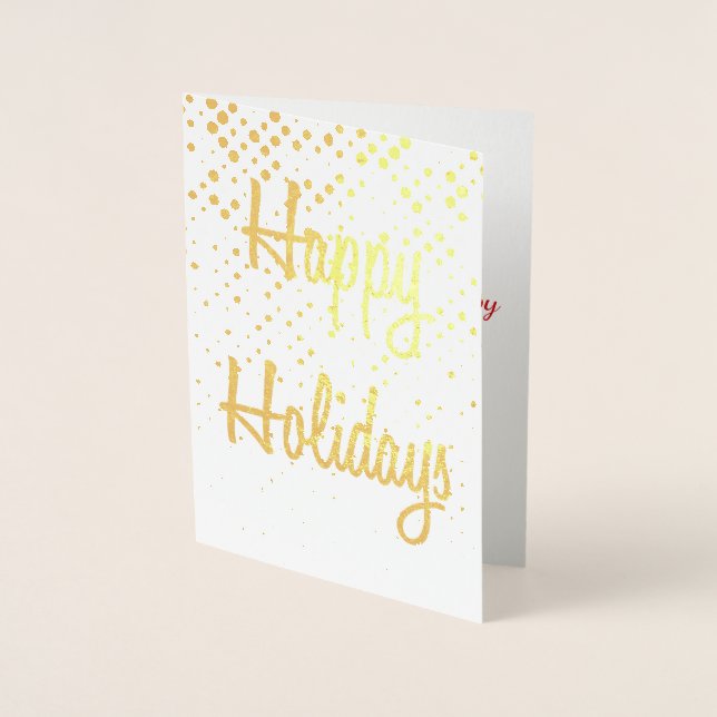 Happy Holidays Gold Polka Dots Christmas Card (Front)