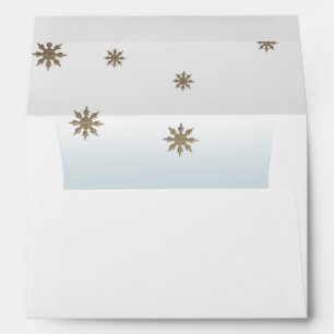 Happy Holidays. Gold Snowflakes Christmas Envelope